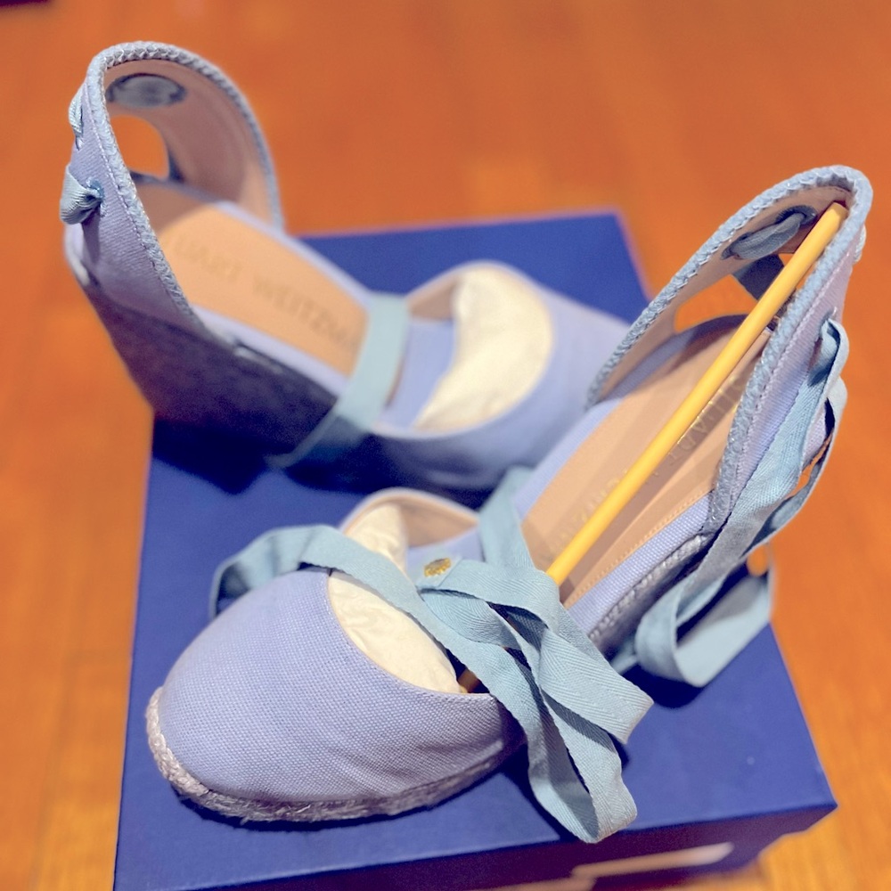 Stuart Weitzman blue wedge sandals. Brand new with a box. Size 38.5